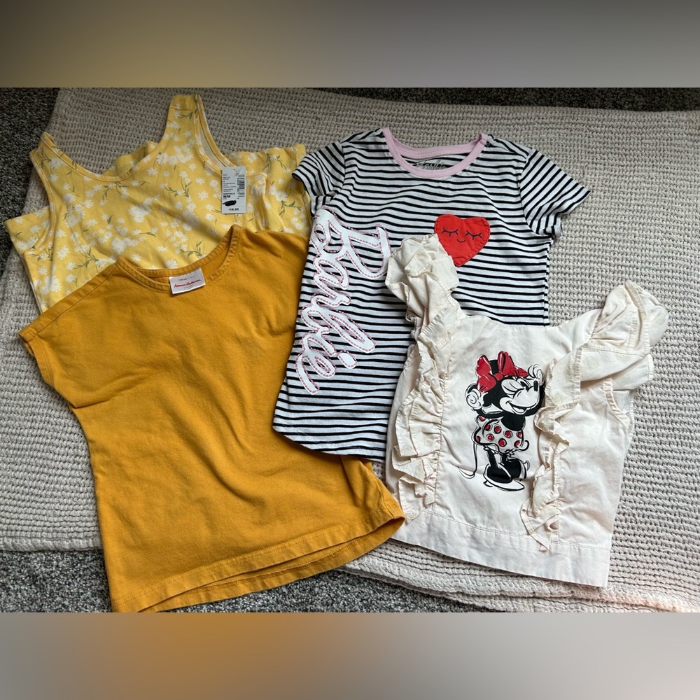 Hanna Andersson Disney Barbie Short Sleeve Tee & Romper Bundle Girls 5-6, 7-8